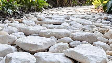Serene White Stone Pathway Garden Walkway