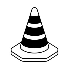 Traffic cone silhouette vector, black traffic cone vector art design, and a silhouette of a traffic cone isolated on a white background