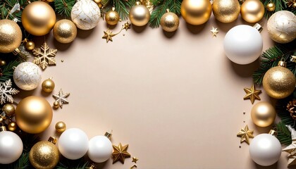 Festive decoration display holiday celebration image of christmas ornaments indoor setting top-down view seasonal aesthetics