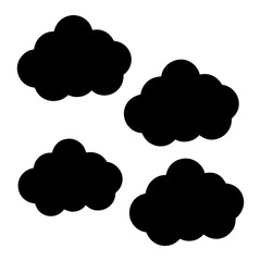 Fototapeta premium black cloud icon silhouette vector, black clouds vector art design, and a silhouette of a cloud isolated on a white background