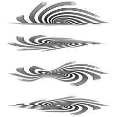 Dynamic swirl icon. Mirrored motion curves. Flowing wave Vector. Minimal abstract form.