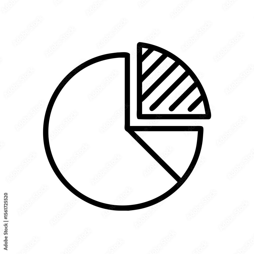Poster pie chart graphic showing data analysis with a section highlighted with diagonal lines representing 
