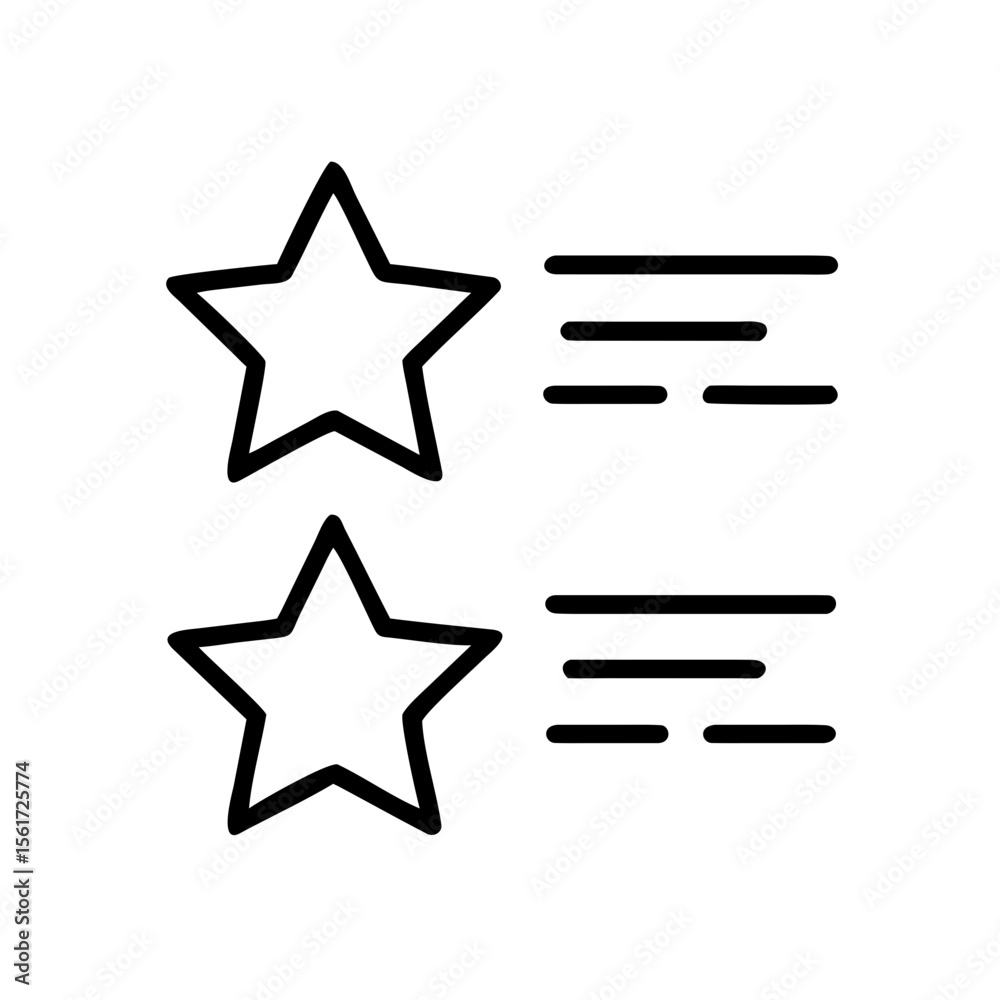Poster two outline stars aligned vertically with horizontal lines representing text information on the righ