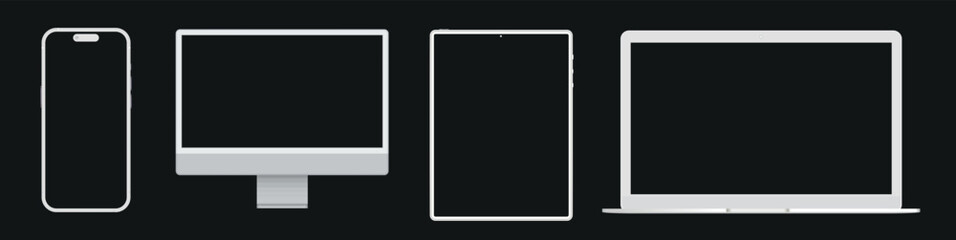 Clay Style Gadget Set Smartphone Computer Screen Tablet and Laptop