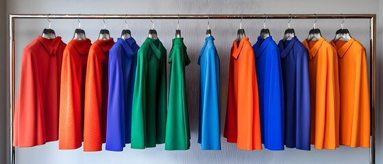 Colorful Cloaks Hanging on Rack Fashion Apparel