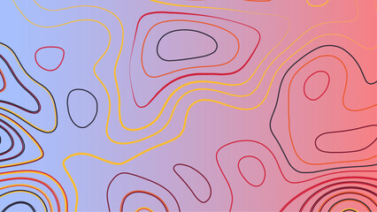 Topographic line contour map background, geographic grid map image. Vector illustration 