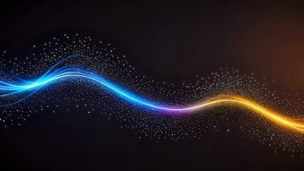 Colorful abstract wave – Glowing digital light flow on black background