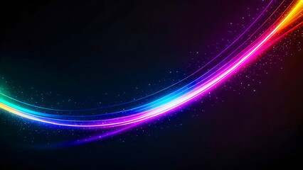 Colorful abstract wave – Glowing digital light flow on black background