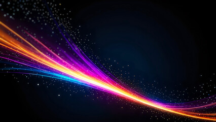 Colorful abstract wave – Glowing digital light flow on black background