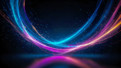 Colorful abstract wave – Glowing digital light flow on black background