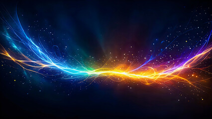 Colorful abstract wave – Glowing digital light flow on black background