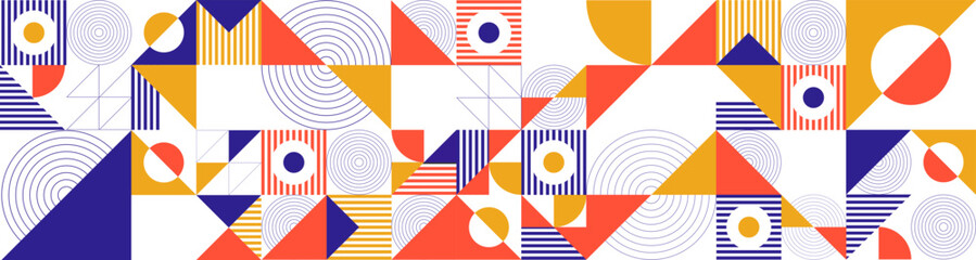 Modern stylish colorful geometric seamless pattern. Abstract vector background with triangles, simple shapes, and textures.