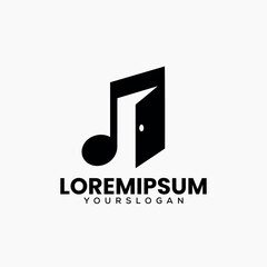 Music Note and Open Door Abstract Logo
