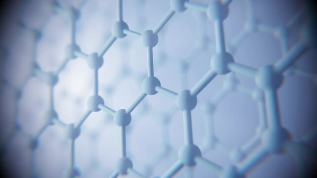 A grid of hexagons moves past the camera with a shallow depth of field. Suitable for advertising backgrounds and social media videos. 3D render