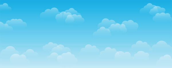 Blue Background with Gradient Transparent White Clouds