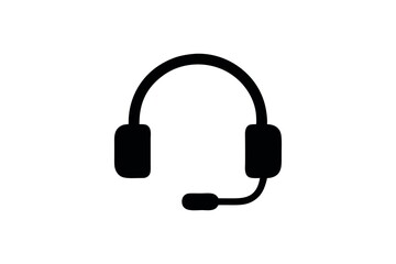 Sleek Black Headset Icon Illustrating Communication and Technology for Business Professionals and Customer Service Representatives in a Minimalist Design