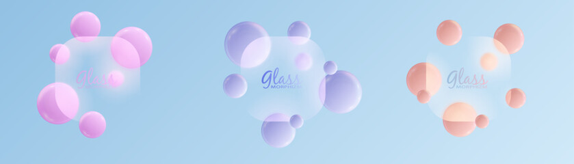 Collection of minimal glassmorphism scenes with pastel-colored 3D spheres and transparent panels. Ideal for UI/UX templates, soft design compositions, apps and digital mockups.

