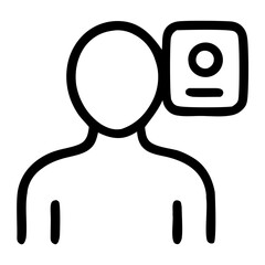 Simple Outline User Profile Badge Notification Line Art Icon