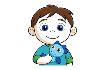 Smiling Youngster with Toy: An adorable young boy beams with a sweet smile, clutching a vibrant toy, symbolizing youth, innocence, and the joy of childhood.