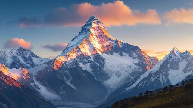 Majestic Time Lapse of the Beautiful Landscape at Ama Dablam Mountain Range in Nepal