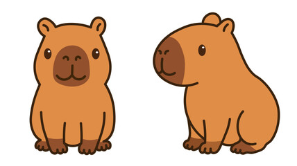 Adorable capybara illustrations in kawaii style . Perfect for adding a fun and lovable touch to your projects with this cute, peaceful animal design