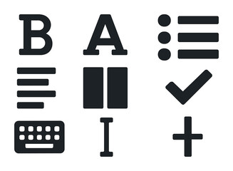 Fototapeta premium Modern Readability Icons Grid. Flat icon set of maximum readability icons: bold paragraph, large font A,