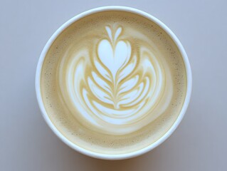 Top View Latte Art Coffee in Disposable Cup