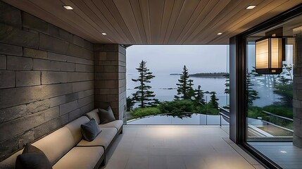 Minimalist coastal home design with stunning ocean view and luxurious interior elements