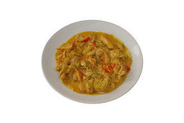 Chicken Curry Dish Isolated on White Background