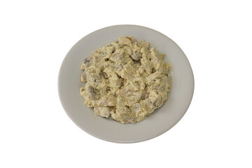 Creamy Mushroom Chicken Isolated on White Background