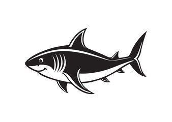Fototapeta premium Shark Silhouette, Shark Vector, Shark Icon Illustration