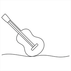 One line drawing of classical acoustic Guitar minimalist continuous line art vector illustration