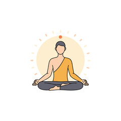 Man meditating in a lotus position with a glowing background  