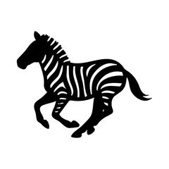 Obraz premium Silhouette zebra icon in running pose with striped body design