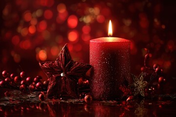 Holiday Background. Abstract Festive Christmas Design with Stars and Candles