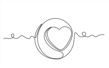 Continuous line drawing of heart on white background.Hand drawn one line vector. Editable stroke. Hand drawn one line vector. 	