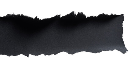 Torn black paper isolated on white background