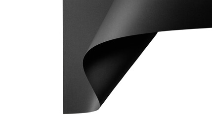 Abstract dark sheet of paper with elegant curves isolated on white background