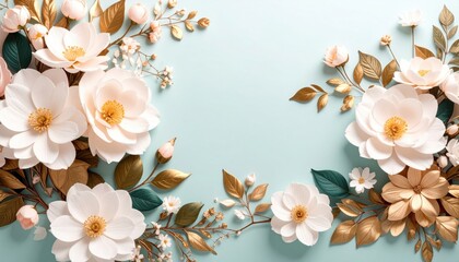 Elegant floral arrangement studio background graphic design soft color palette top view aesthetic inspiration for home decor