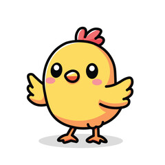 Illustration Vector Graphic Cartoon of a Cute Kawaii Yellow Chick