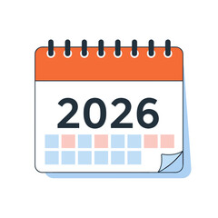 Illustrated calendar for the year 2026 with spiral binding  