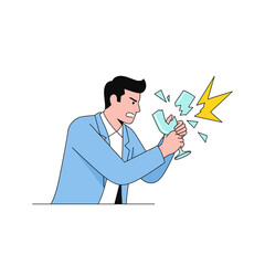 Man breaking glass in anger while wearing a suit  
