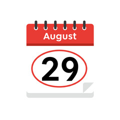 Calendar page showing August 29 with red header and white background  