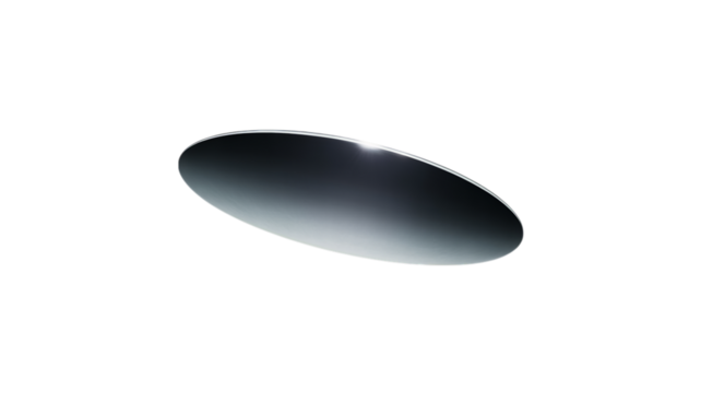 Smooth metallic disc with a reflective surface isolated on transparent background
