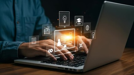  Online Learning & Education: Studying, Courses, e-Learning, Knowledge, and Digital Education on Laptop - Powered by Adobe