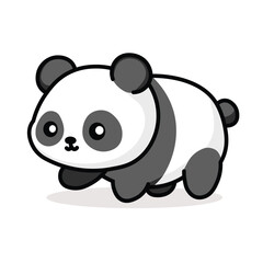 Illustration Vector Graphic Cartoon of a Cute Mini Panda Walking 