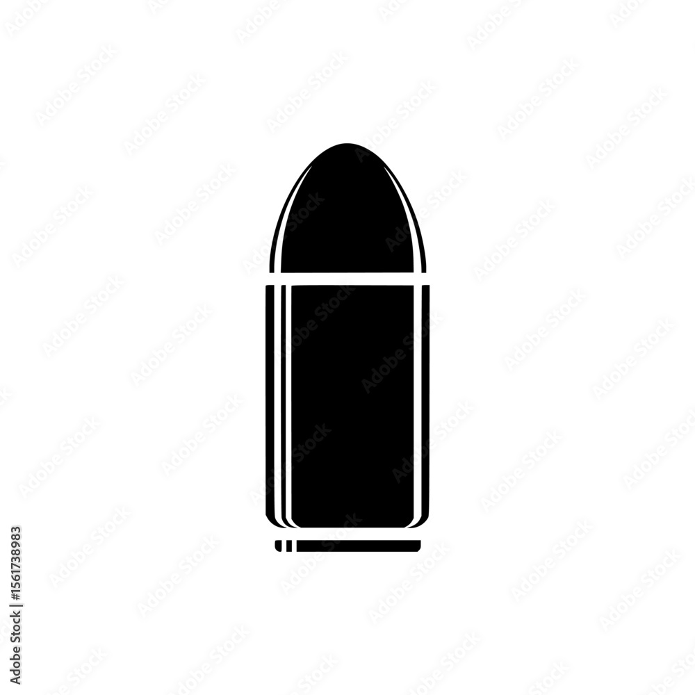 Poster silhouette pictogram representing a bullet icon designed for various applications in print and digit