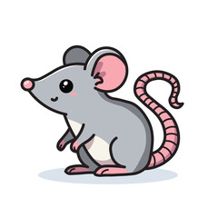 Illustration Vector Graphic Cartoon of a Adorable Gray Mouse
