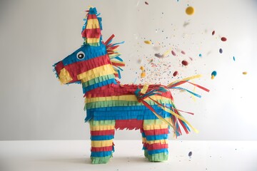 Colorful Piñata Exploding with Confetti
