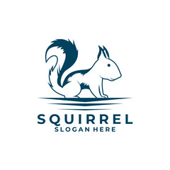 squirrel line art logo design vector template.